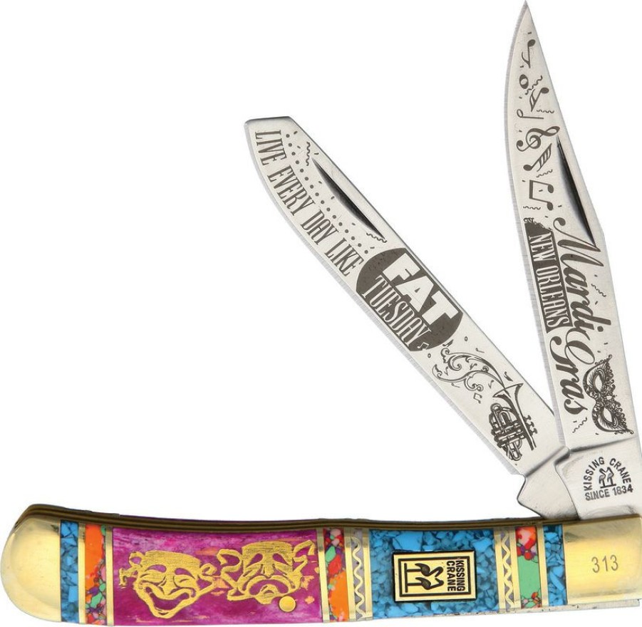 Quick Delivery Kc5565 Kissing Crane Mardi Gras Trapper Pocket Knife | * New